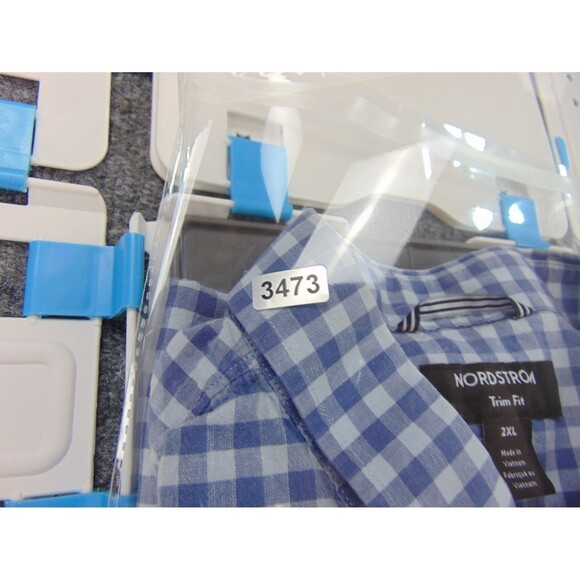 Nordstrom Shirt Mens 2XL Trim Fit Gray White Check Long Sleeve - Picture 9 of 9